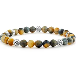 Gemstones<LAGOS Five Station Silver Tigereye Bead Bracelet