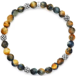 Gemstones<LAGOS Five Station Silver Tigereye Bead Bracelet