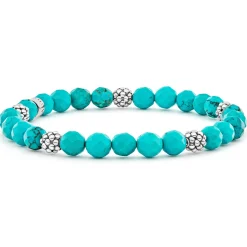 Gemstones<LAGOS Five Station Silver Turquoise Bead Bracelet