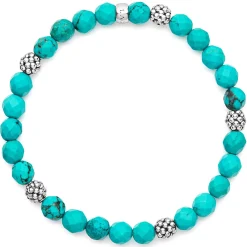 Gemstones<LAGOS Five Station Silver Turquoise Bead Bracelet