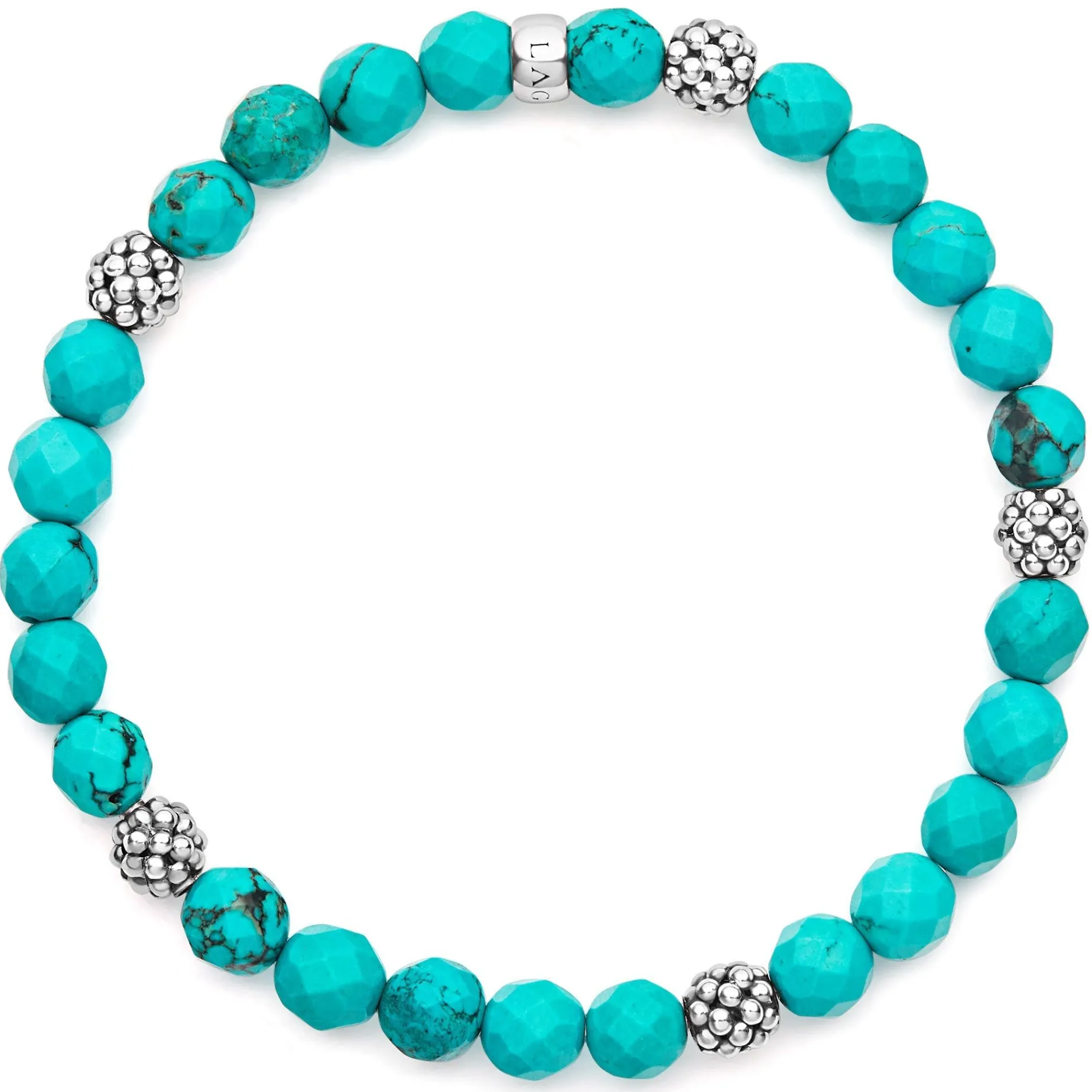 Gemstones<LAGOS Five Station Silver Turquoise Bead Bracelet