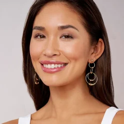 Gold<LAGOS Four Circle Bead Drop Earrings