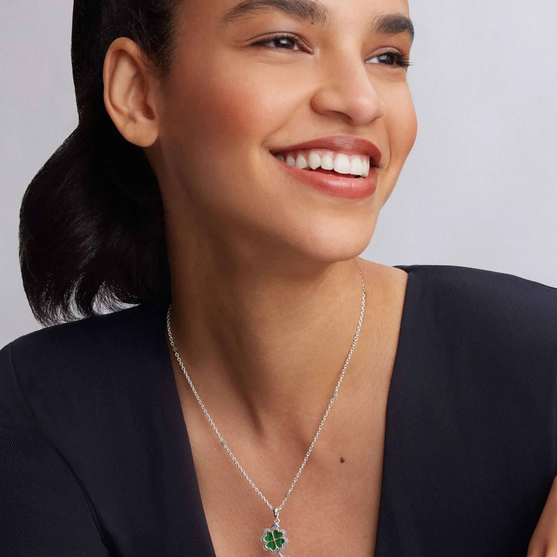 Pendant Necklaces<LAGOS Four Leaf Malachite Clover Pendant Necklace