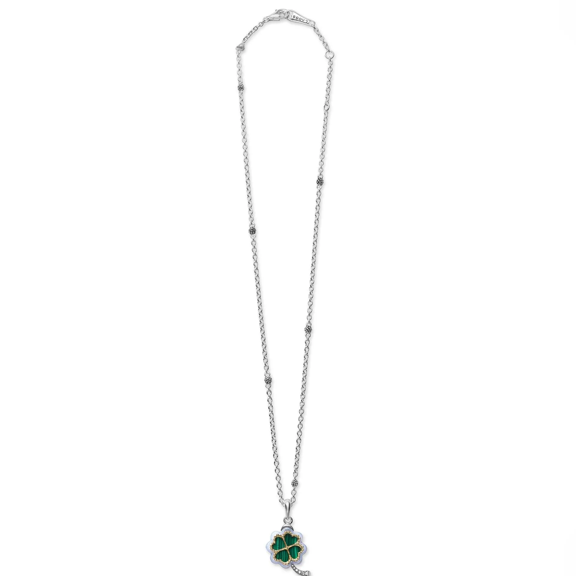 Pendant Necklaces<LAGOS Four Leaf Malachite Clover Pendant Necklace