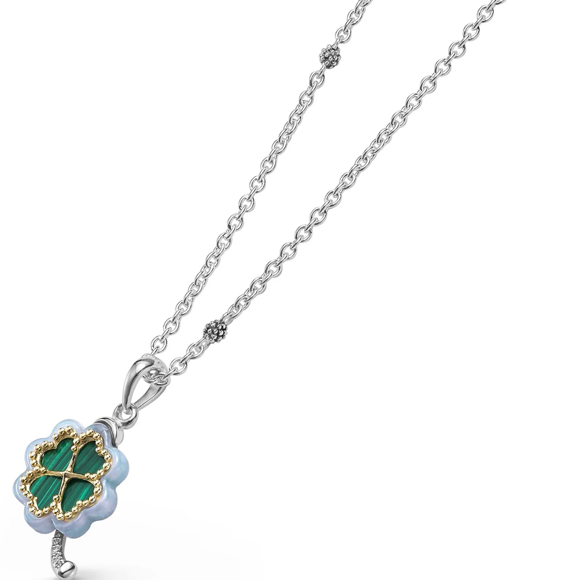 Pendant Necklaces<LAGOS Four Leaf Malachite Clover Pendant Necklace