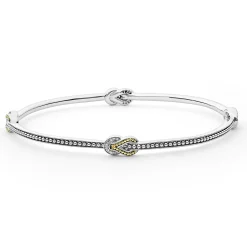 Bangles<LAGOS Four Station Two-Tone Knot Diamond Bangle Bracelet