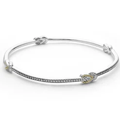 Bangles<LAGOS Four Station Two-Tone Knot Diamond Bangle Bracelet