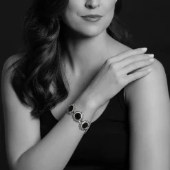 Gemstones<LAGOS Hematite And Diamond Statement Bracelet