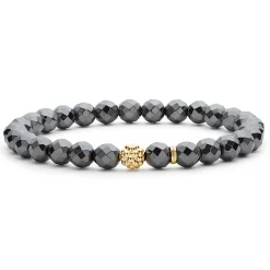 Gemstones<LAGOS Hematite Gold Station Bead Bracelet