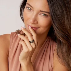 Gold<LAGOS 18K Gold And Black Ceramic Ring