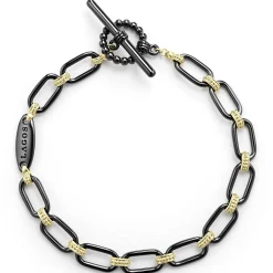 Link Bracelets<LAGOS 18K Gold And Black Ceramic Link Bracelet