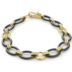 Link Bracelets<LAGOS 18K Gold And Black Ceramic Link Bracelet