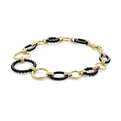 Link Bracelets<LAGOS 18K Gold And Black Ceramic Link Bracelet