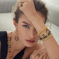 Link Bracelets<LAGOS 18K Gold And Black Ceramic Link Bracelet