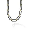 Gold<LAGOS 18K Gold And Black Ceramic Link Necklace