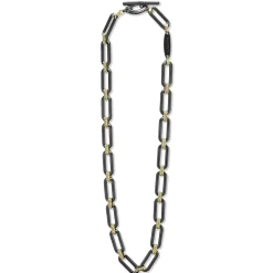 Gold<LAGOS 18K Gold And Black Ceramic Link Necklace