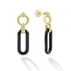 Gold<LAGOS 18K Gold And Black Ceramic Link Drop Earrings