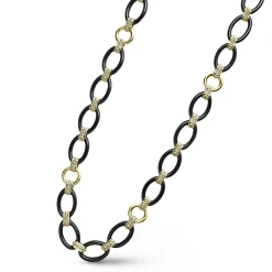 Gold<LAGOS 18K Gold And Black Ceramic Link Necklace