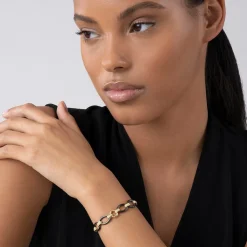Gold<LAGOS 18K Gold And Black Ceramic Link Bracelet