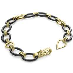 Gold<LAGOS 18K Gold And Black Ceramic Link Bracelet