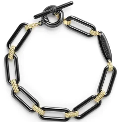 Link Bracelets<LAGOS 18K Gold And Black Ceramic Link Bracelet