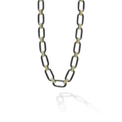 Gold<LAGOS 18K Gold And Black Ceramic Link Necklace