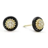 Gold<LAGOS 18K Gold And Black Ceramic Diamond Stud Earrings