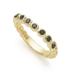 Gold<LAGOS 18K Gold And Black Diamond Stacking Ring