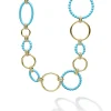 Gold<LAGOS 18K Gold And Blue Ceramic Link Necklace
