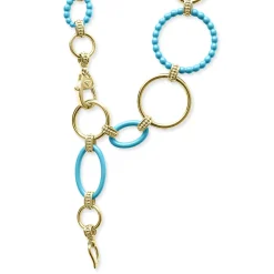 Gold<LAGOS 18K Gold And Blue Ceramic Link Necklace