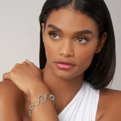 Gold<LAGOS 18K Gold And Blue Ceramic Link Bracelet