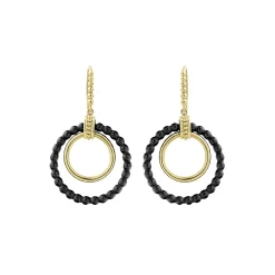 Gold<LAGOS 18K Gold And Ceramic Circle Drop Earrings