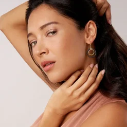 Drop Earrings<LAGOS 18K Gold And Ceramic Circle Drop Earrings