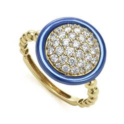 Gold<LAGOS 18K Gold And Ceramic Diamond Ring