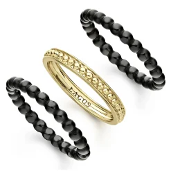 Gold<LAGOS 18K Gold And Ceramic Stacking Rings