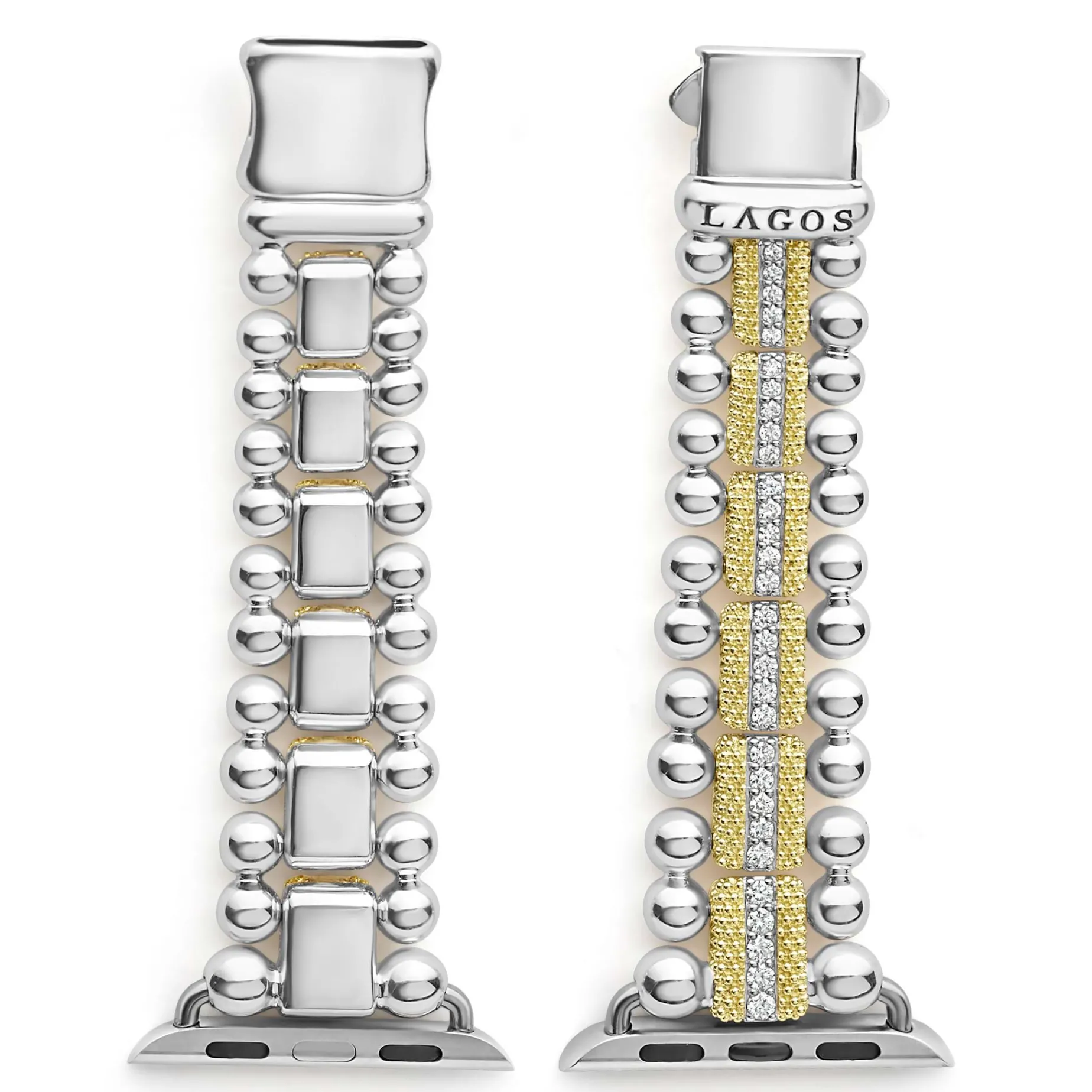 Two-Tone<LAGOS 18K Gold And Diamond Caviar Beaded Watch Bracelet-38-45Mm