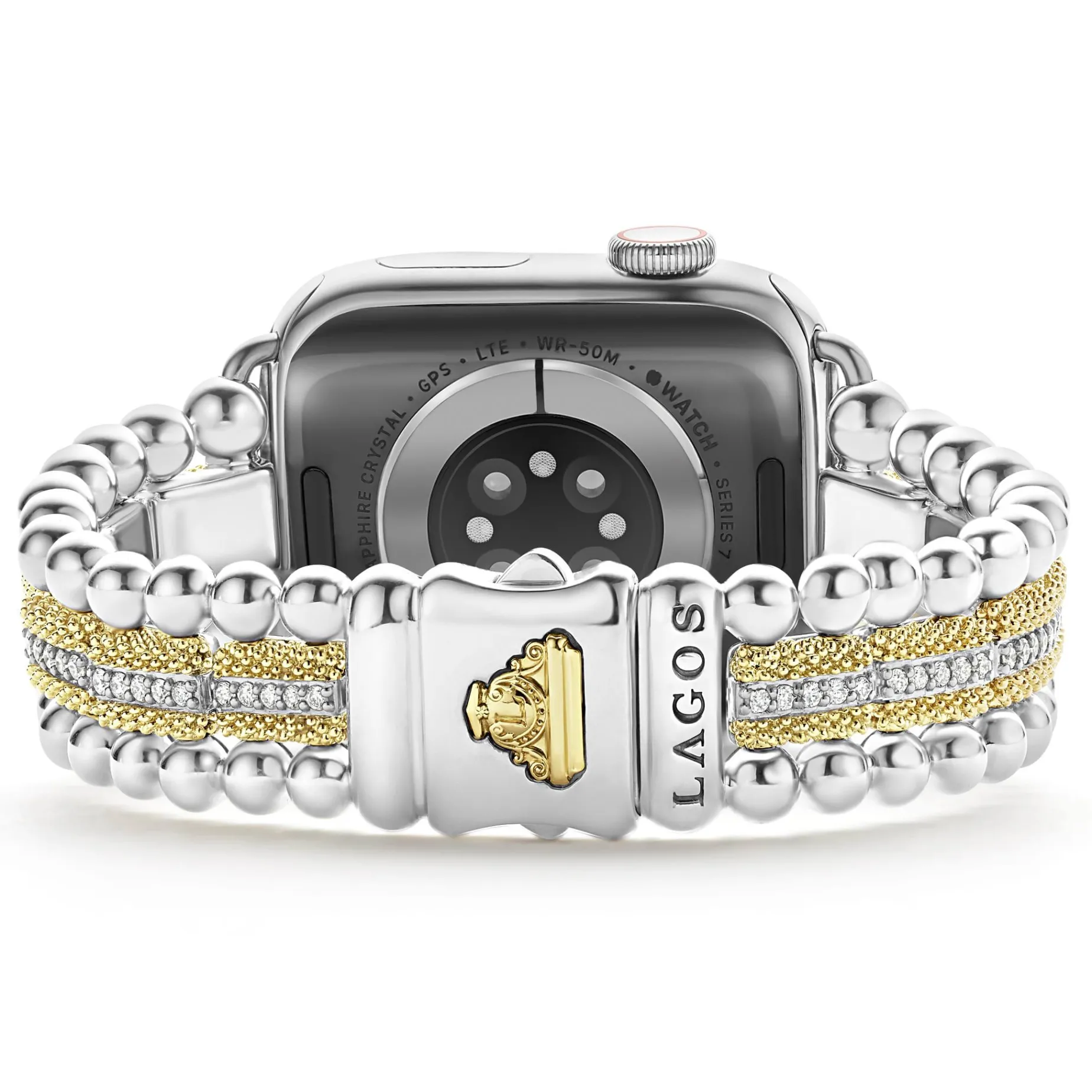 Two-Tone<LAGOS 18K Gold And Diamond Caviar Beaded Watch Bracelet-38-45Mm