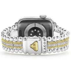 Watch Bracelets<LAGOS 18K Gold And Diamond Caviar Beaded Watch Bracelet-38-45Mm