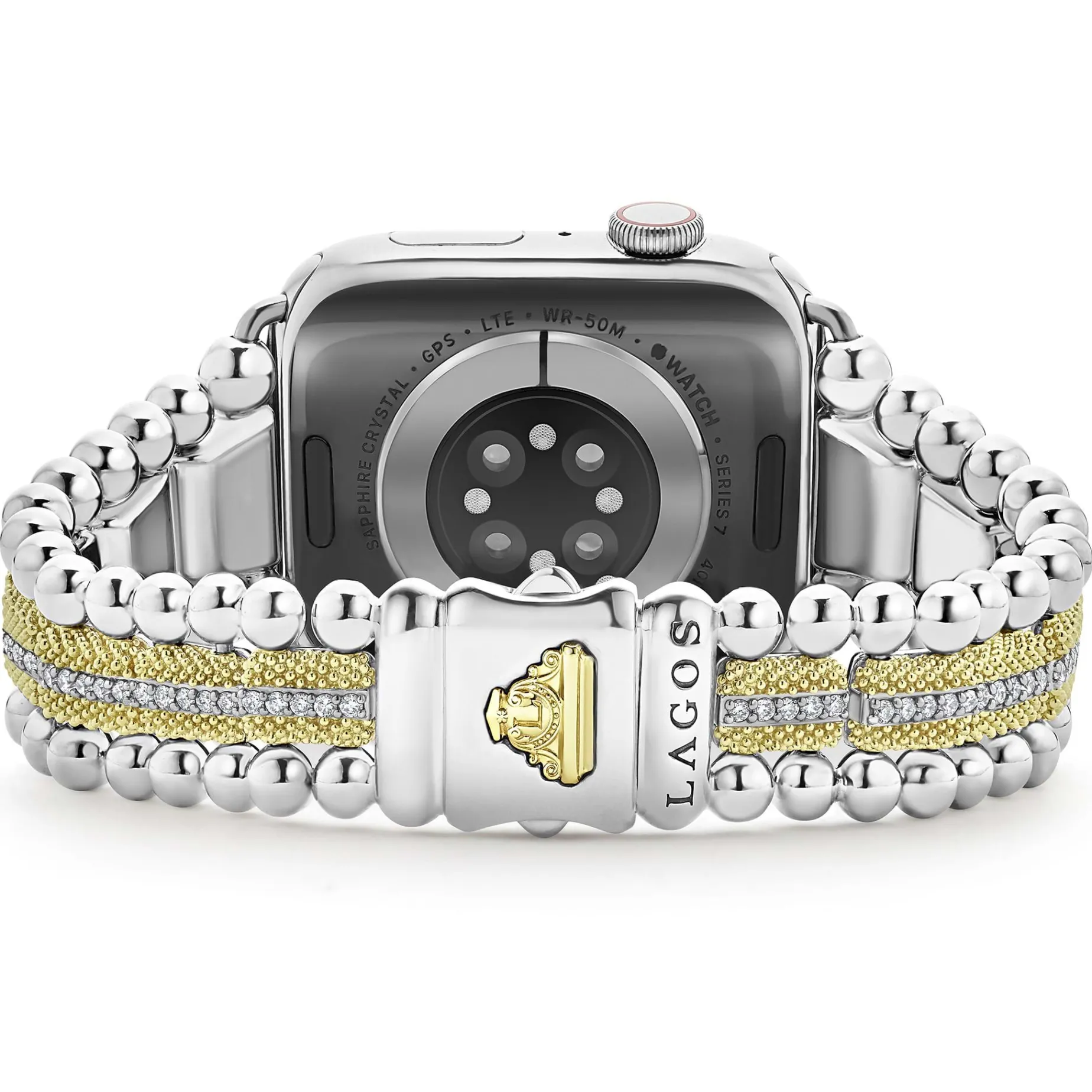 Two-Tone<LAGOS 18K Gold And Diamond Caviar Beaded Watch Bracelet-42-49Mm