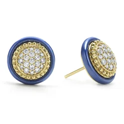 Gold<LAGOS 18K Gold And Diamond Ceramic Stud Earrings