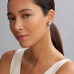 Gold<LAGOS 18K Gold And Diamond Ceramic Stud Earrings