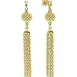 Gold<LAGOS 18K Gold And Diamond Chain Tassel Drop Earrings