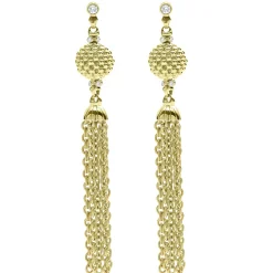 Gold<LAGOS 18K Gold And Diamond Chain Tassel Drop Earrings