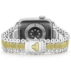 Two-Tone<LAGOS 18K Gold And Sterling Silver Caviar Beaded Watch Bracelet-42-49Mm