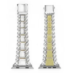 Two-Tone<LAGOS 18K Gold And Sterling Silver Caviar Beaded Watch Bracelet-42-49Mm