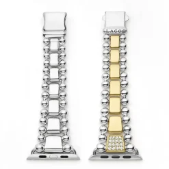 Diamonds<LAGOS 18K Gold And Sterling Silver Single Diamond Watch Bracelet-42-49Mm