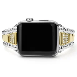 Diamonds<LAGOS 18K Gold And Sterling Silver Single Diamond Watch Bracelet-42-49Mm