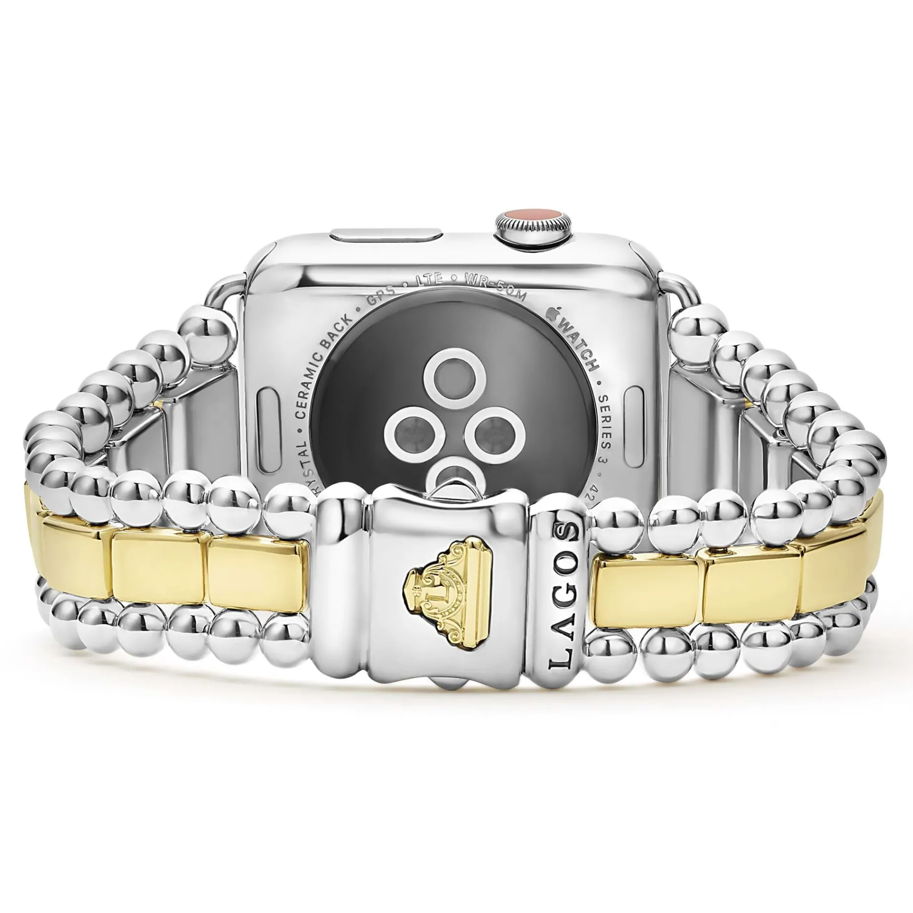 Two-Tone<LAGOS 18K Gold And Sterling Silver Single Diamond Watch Bracelet-42-49Mm