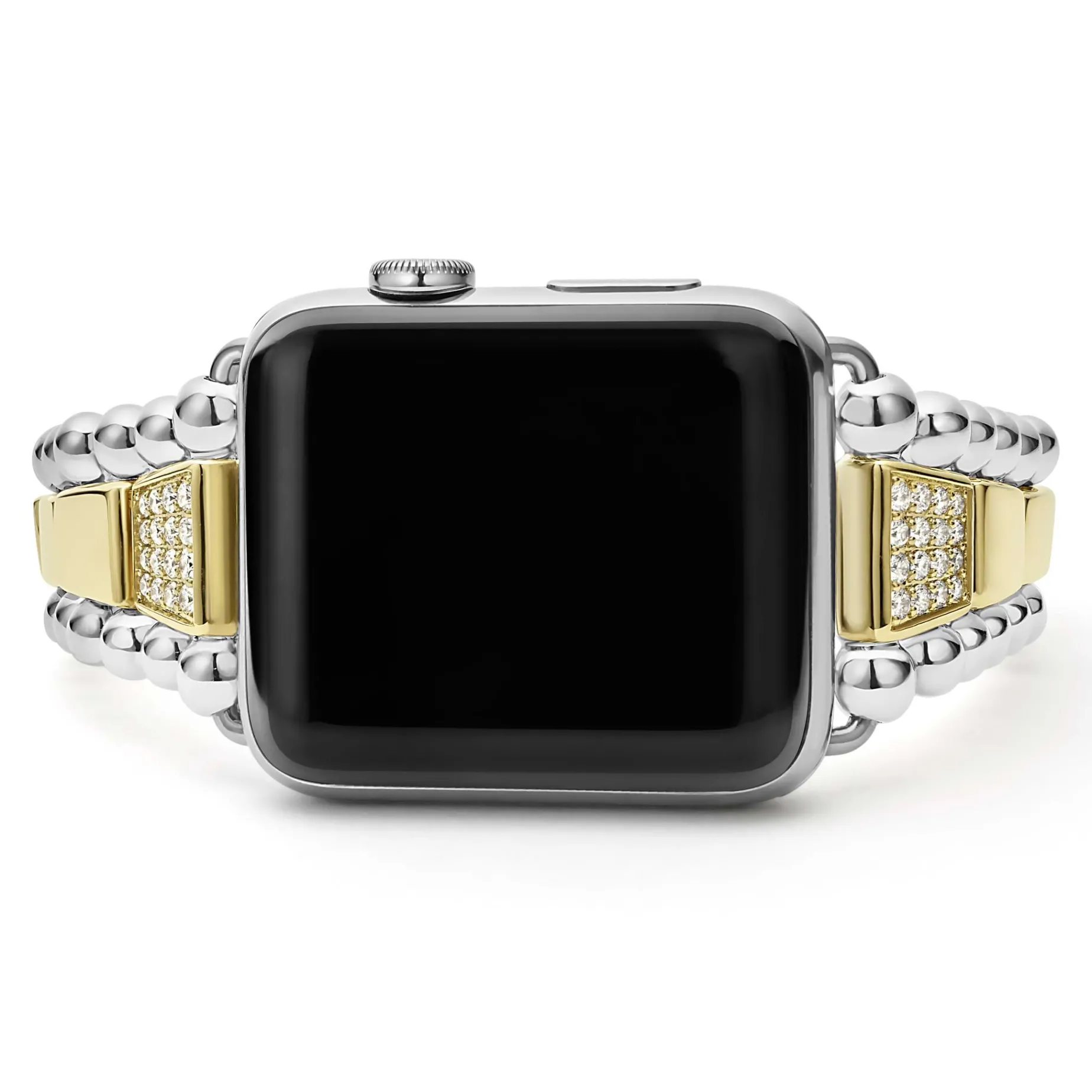 Two-Tone<LAGOS 18K Gold And Sterling Silver Single Diamond Watch Bracelet-42-49Mm