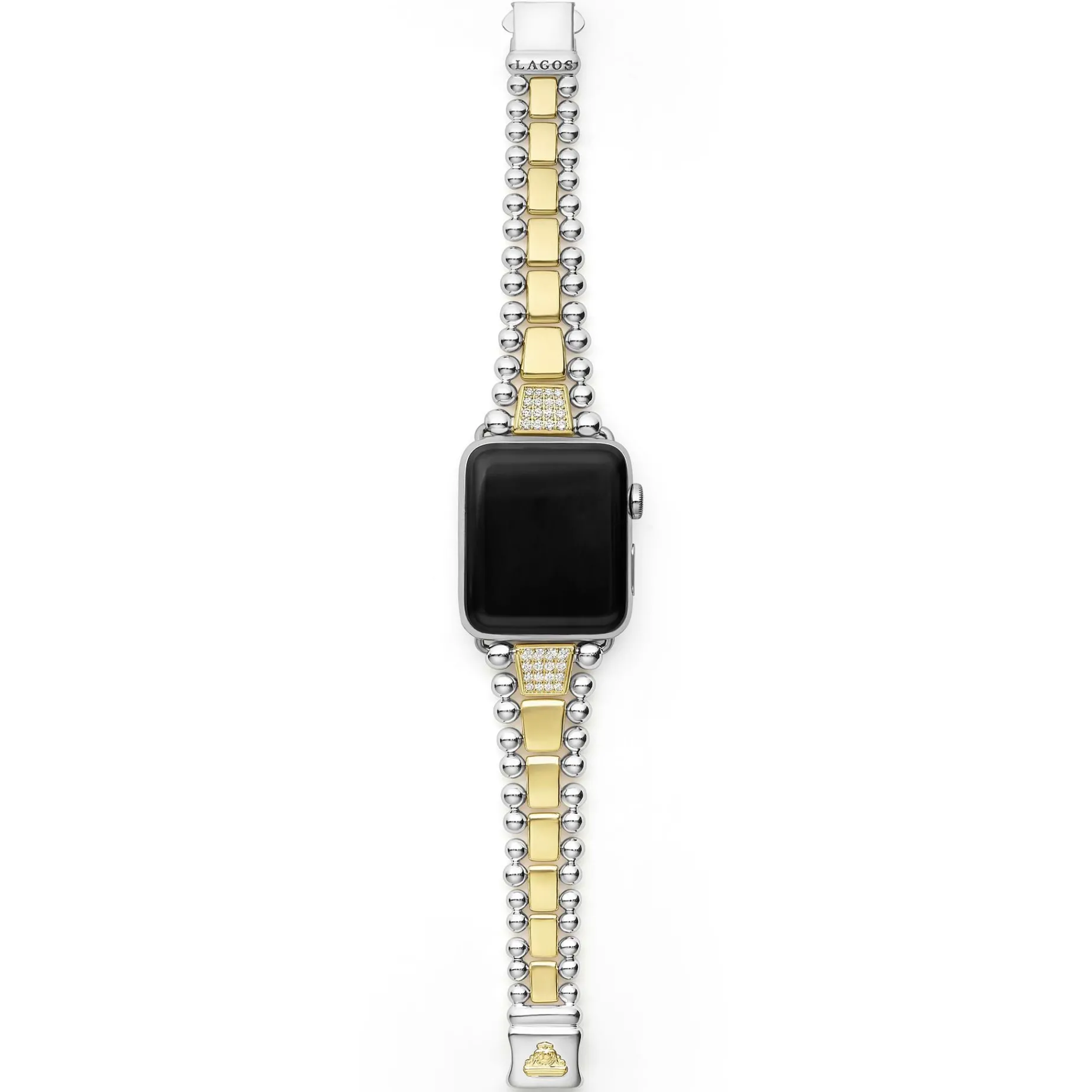 Two-Tone<LAGOS 18K Gold And Sterling Silver Single Diamond Watch Bracelet-42-49Mm